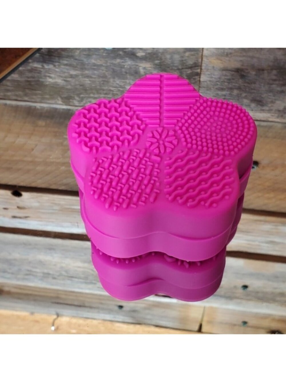 Silicone Makeup Brush Cleaning Pads - Fuchsia Pink - Set of 2 - Flower